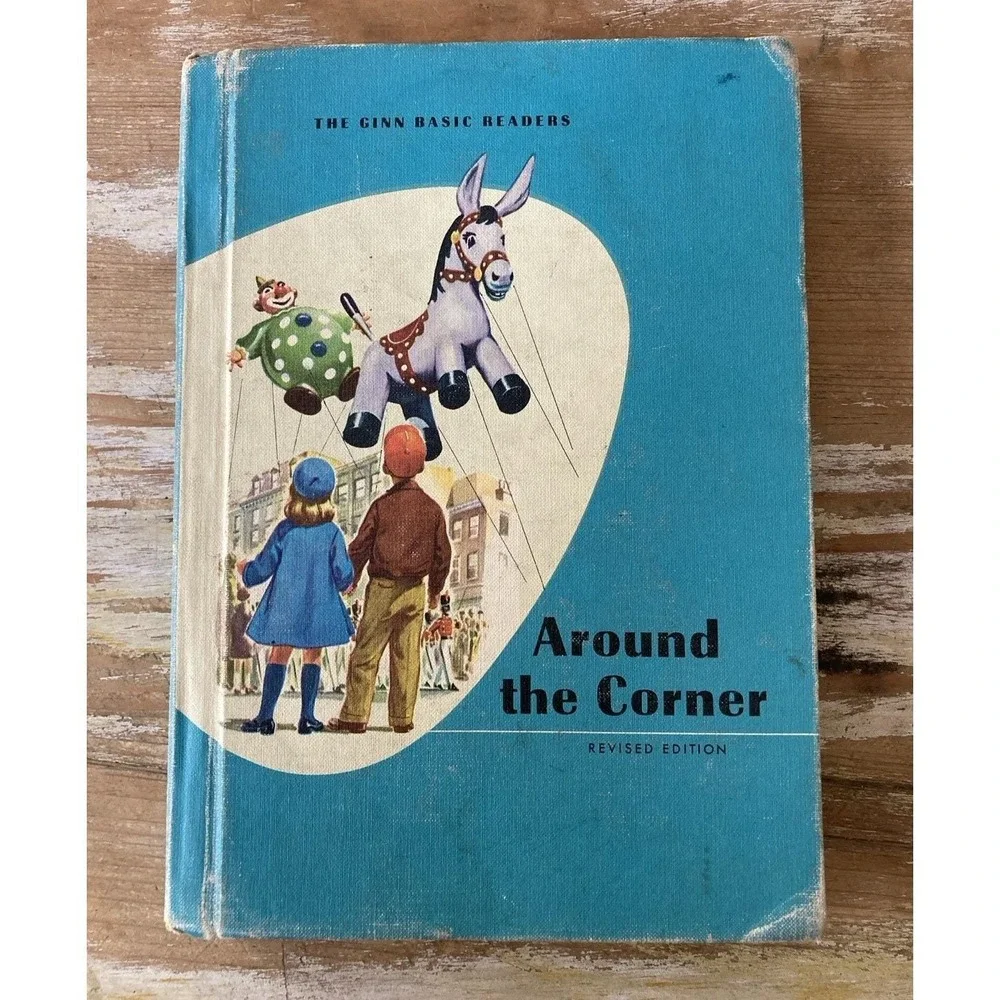 Vintage children's HC textbook school book reader Around The Corner Ginn 1961